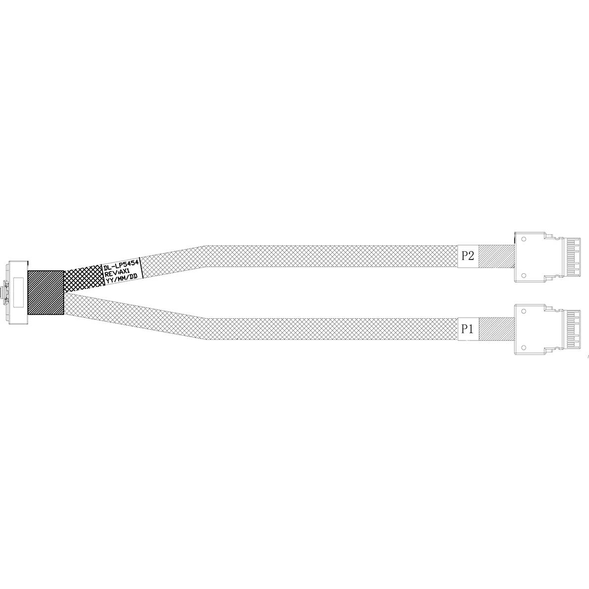 Кабель DiliVing DL-LP5454, Slimline SAS LP x8 (SFF-8654) - 2 x Slimline SAS x4 (SFF-8654), 0.8м