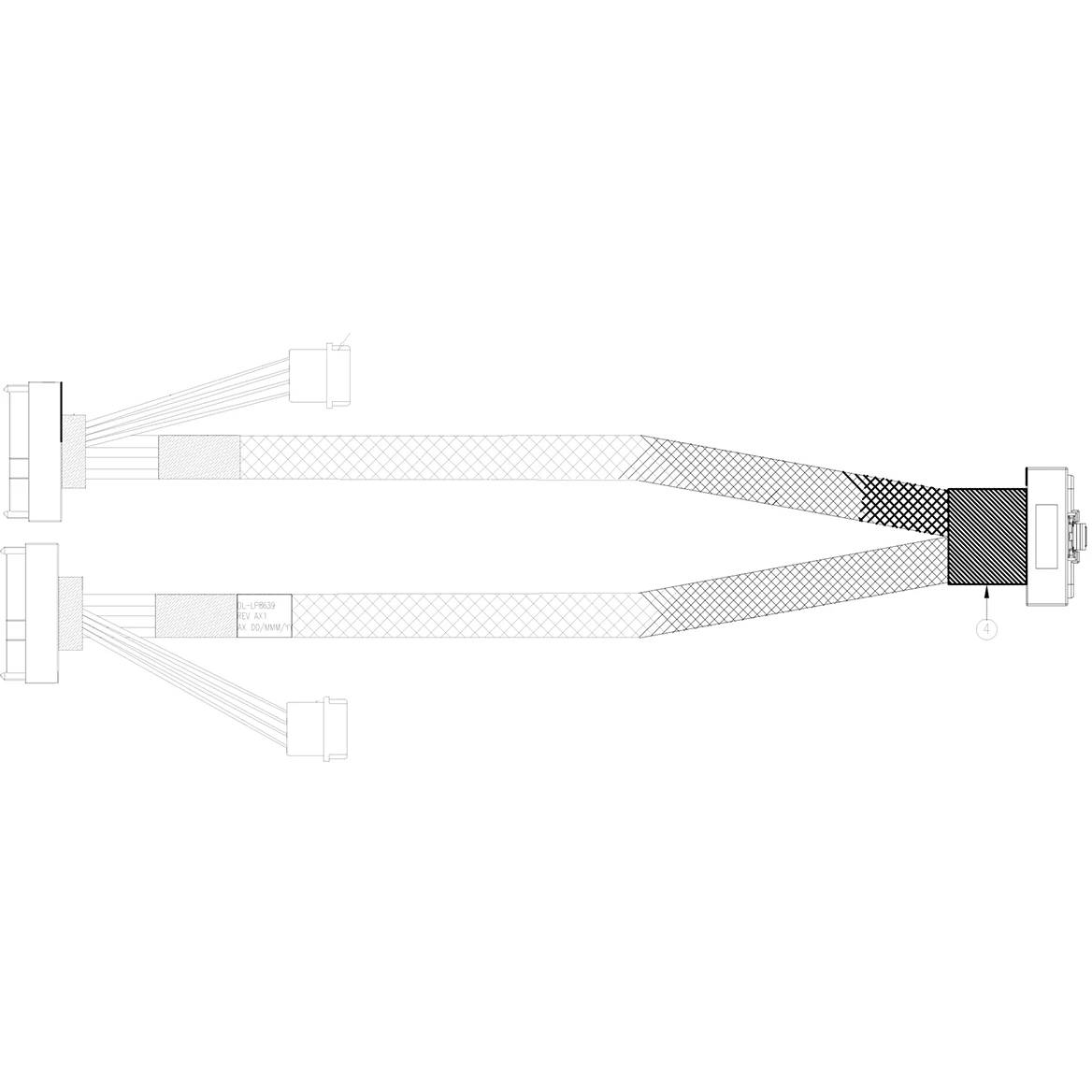Кабель DiliVing DL-LP8639, Slimline SAS LP x8 (SFF-8654) - 2 x U.2 (SFF-8639), 0.7м