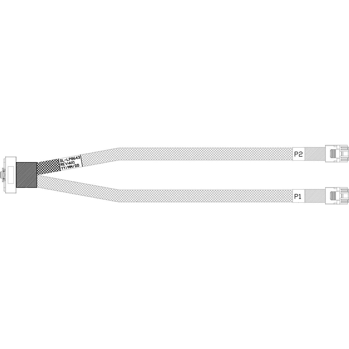 Кабель DiliVing DL-LP8643, Slimline SAS LP x8 (SFF-8654) - 2 x mini SAS HD (SFF-8643), 0.8м