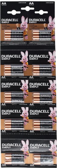 Батарейка AA LR6, Duracell Simply Алкалайн BL20 блистер 20шт. (5000394145535)
