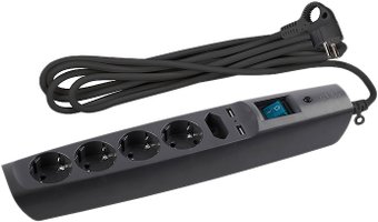 Сетевой фильтр 2м, 5м розеток ЭРА SFU-5es-2m-B, черный
