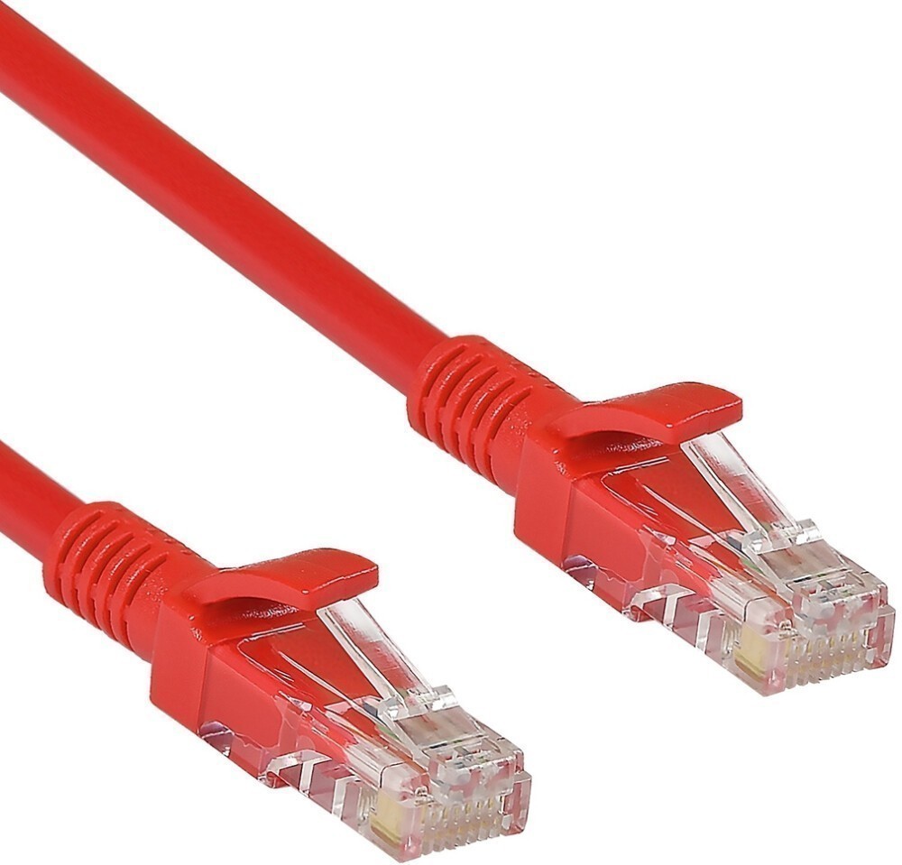 Патч-корд 1м, UTP cat.5e, ExeGate UTP-RJ45-RJ45-5e-1M-RD EX258673RUS, красный