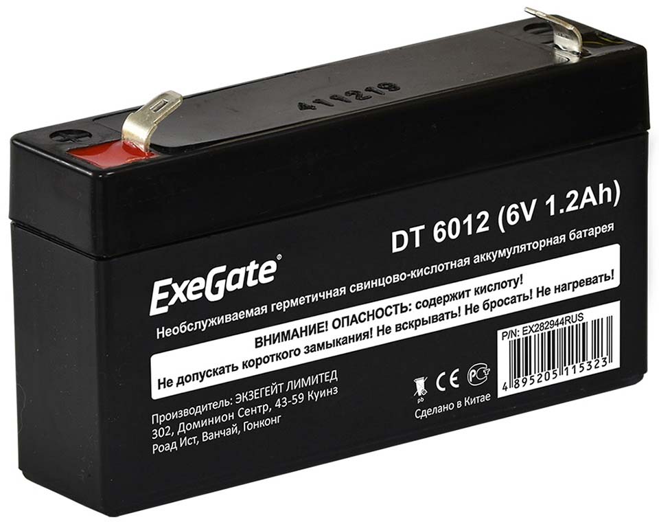 6V / 1.2Ah, аккумулятор для UPS, ExeGate DT 6012 EX282944RUS