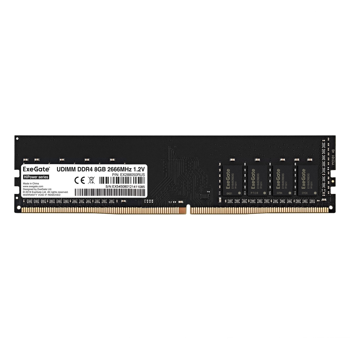 Оперативная память 8Gb ExeGate HiPower EX288050RUS, DDR IV, PC-21300, 2666MHz