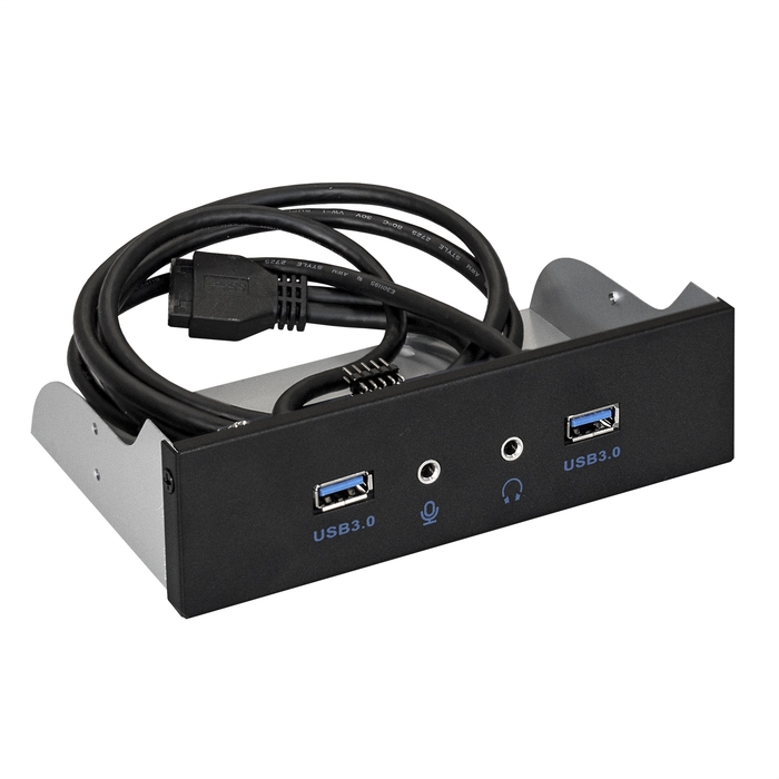 Планка портов на переднюю панель 5.25" ExeGate U5H-627, 2xUSB3.0 20pin, 2x3.5mm 9pin (EX289291RUS)