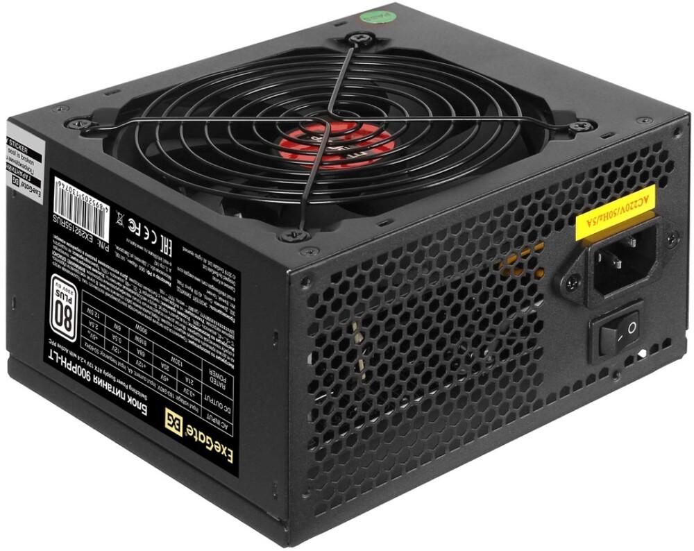 Блок питания 900Вт, ExeGate 900PPH-LT-OEM EX292155RUS-OEM-S, 80 Plus, APFC, ATX
