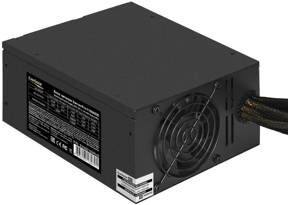 Блок питания 1100Вт, ExeGate ServerPRO-1100ADS EX292193RUS, 82%, APFC, ATX