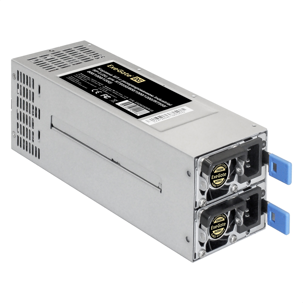 2x1000Вт, ExeGate Industrial-RTS1000 EX292323RUS, 94%, APFC, 2U Redundant