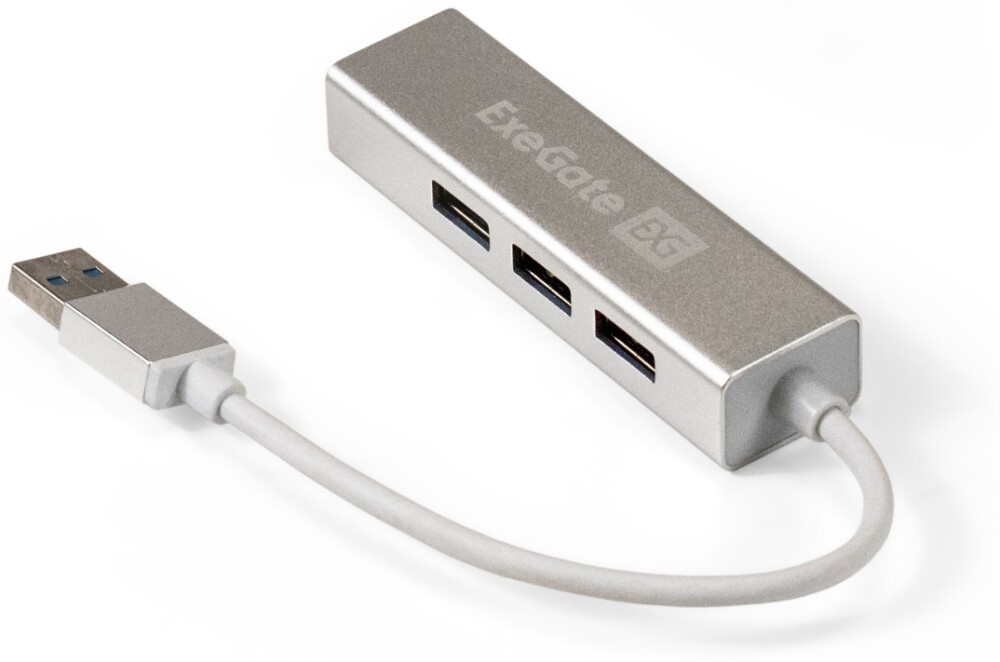 Разветвитель USB3.0 ExeGate DUB-4 EX293981RUS, серебристый, 1in - 4out