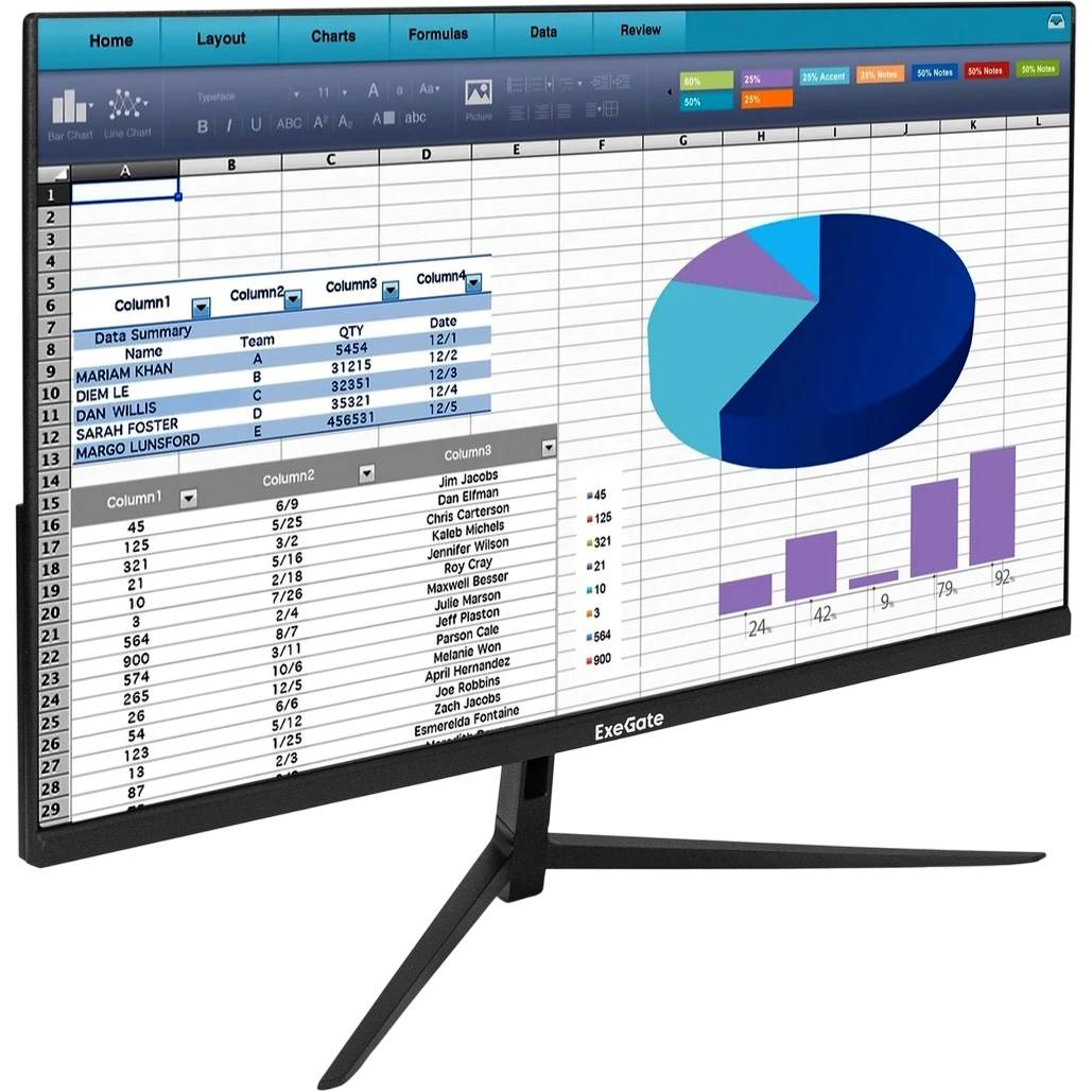 Монитор 23.8" ExeGate EH2407A EX299033RUS, 1920x1080, IPS, 100Hz (VGA, HDMI, DP)