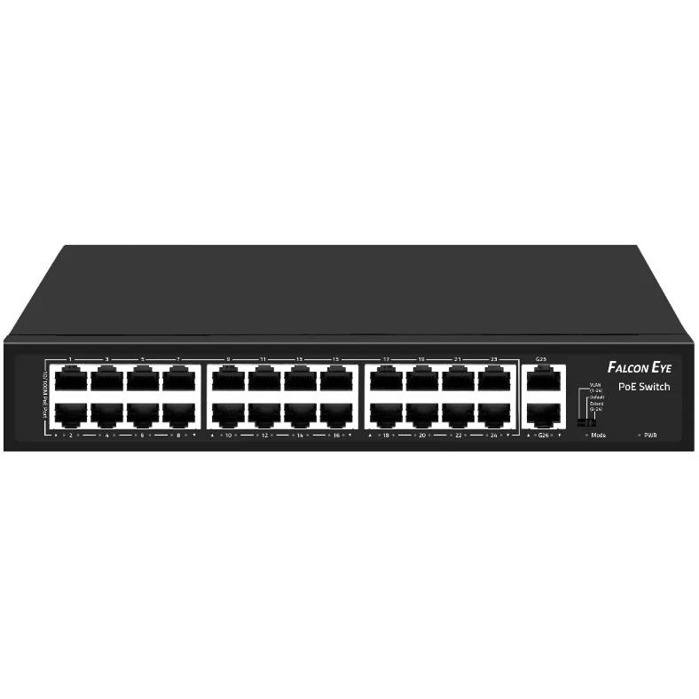 Коммутатор Falcon Eye FE-24FPG2, 24xLAN 100Mbps, 2xUplink, PoE
