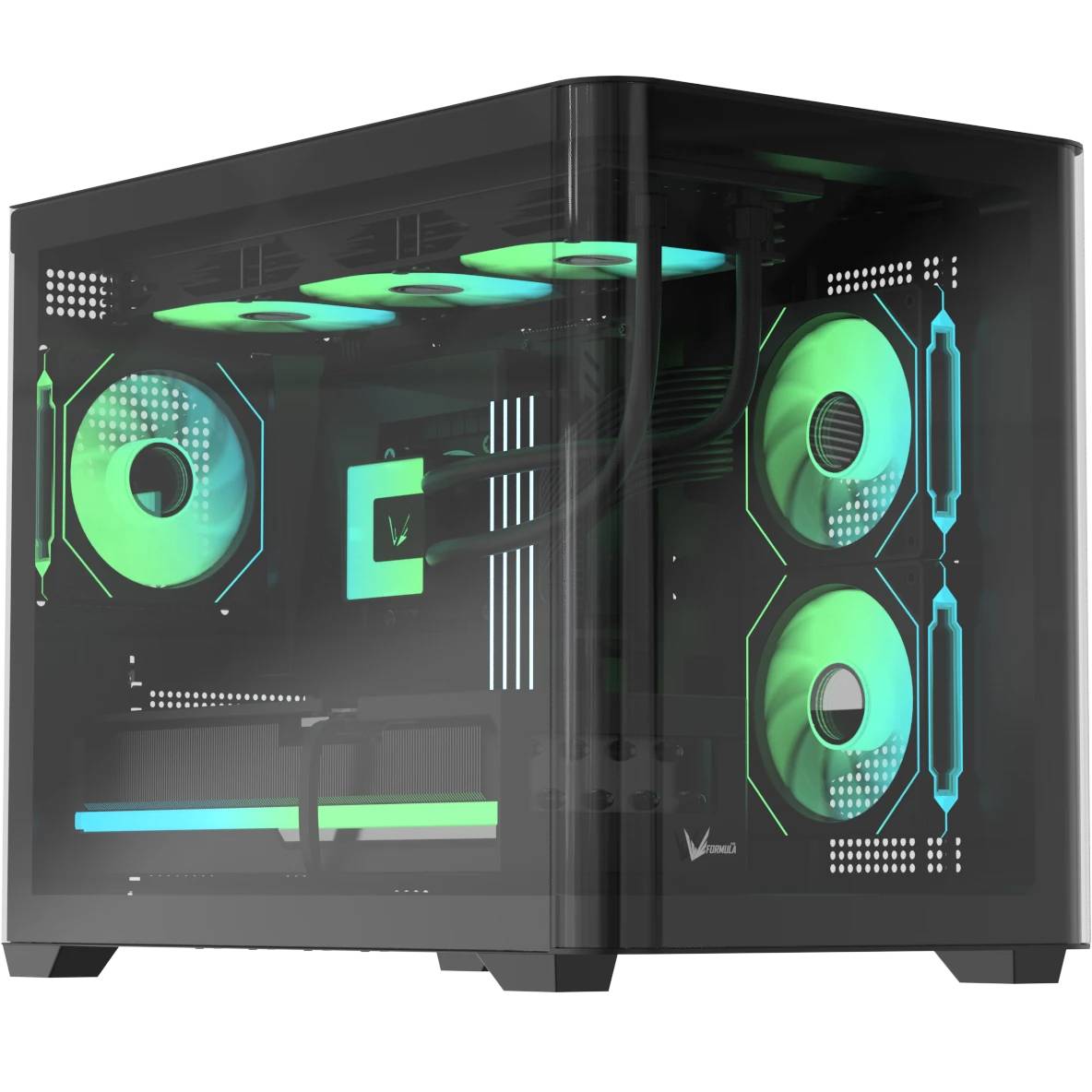 Корпус Formula Crystal U2M Floe Black, без БП, mATX