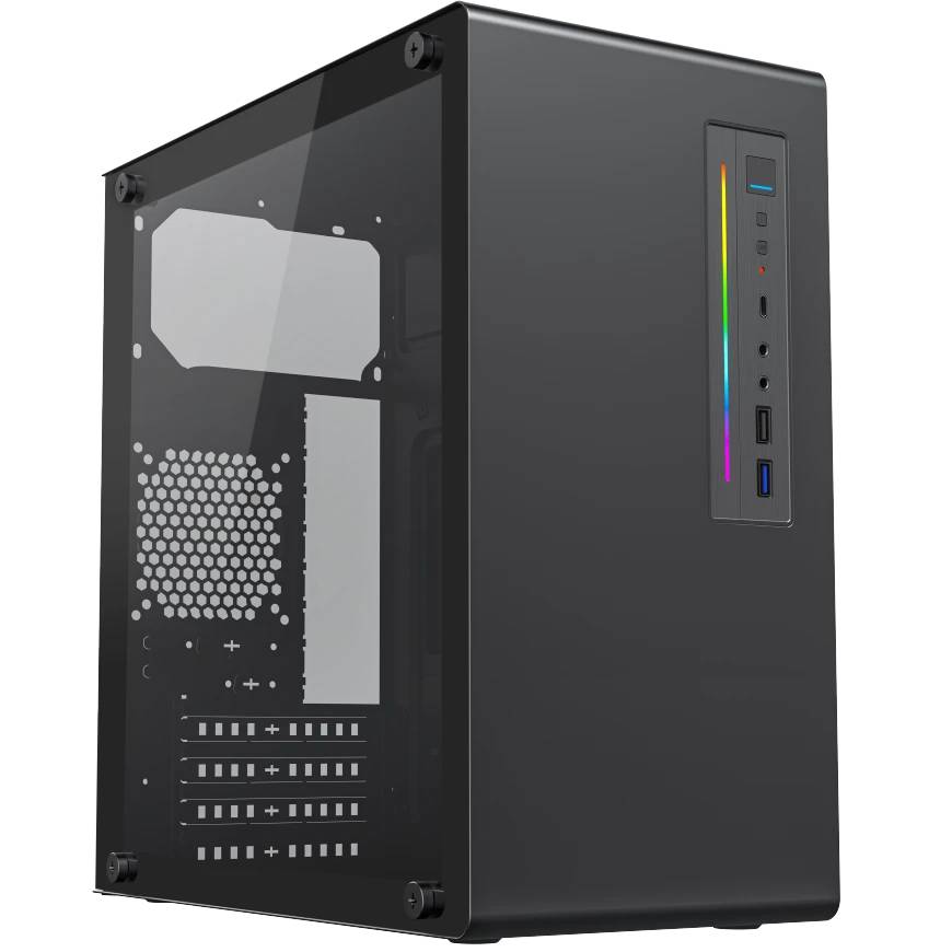 Корпус Foxline FL-728TG-U3C, без БП, mATX