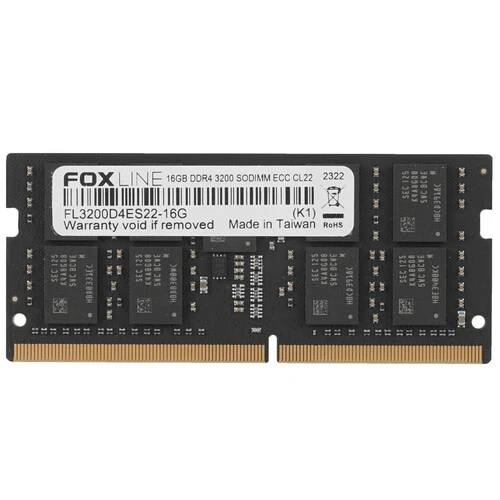 Оперативная память для ноутбука 16Gb FoxLine FL3200D4ES22-16G, SODIMM DDR IV, PC-25600, 3200MHz
