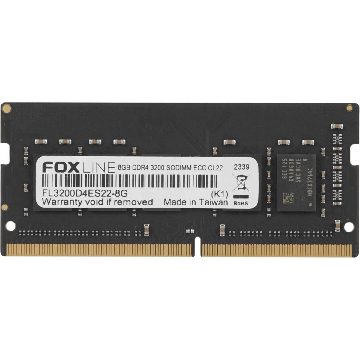 Оперативная память для ноутбука 8Gb FoxLine FL3200D4ES22-8G, SODIMM DDR IV, PC-25600, 3200MHz
