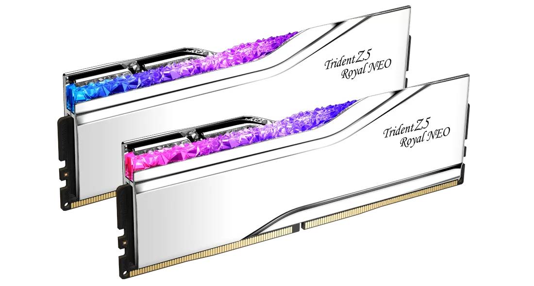 Оперативная память 64Gb G.Skill Trident Z5 Royal NEO WHITE F5-6000J2636H32GX2-TR5NS, DDR V, PC-48000, 6000MHz, kit 2x32Gb