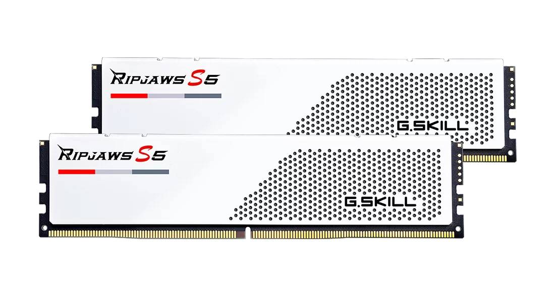 Оперативная память 64Gb G.Skill Ripjaws S5 White F5-6000J3040G32GX2-RS5W, DDR V, PC-48000, 6000MHz, kit 2x32Gb