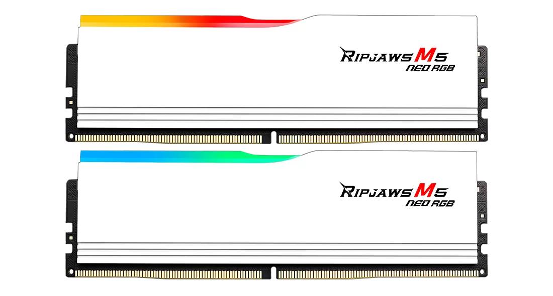 Оперативная память 32Gb G.Skill Ripjaws M5 NEO RGB White F5-6400J3240G16GX2-RM5NRW, DDR V, PC-51200, 6400MHz, kit 2x16Gb