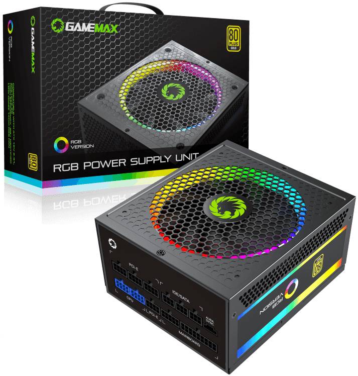 Блок питания 1050Вт, GameMax RGB-1050 PRO, 80 Plus Gold, APFC, ATX