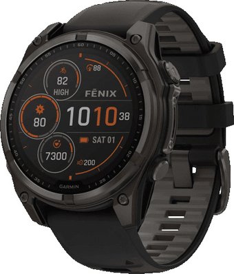 Умные часы Garmin Fenix 8 Solar, серый/черный (010-02906-11)