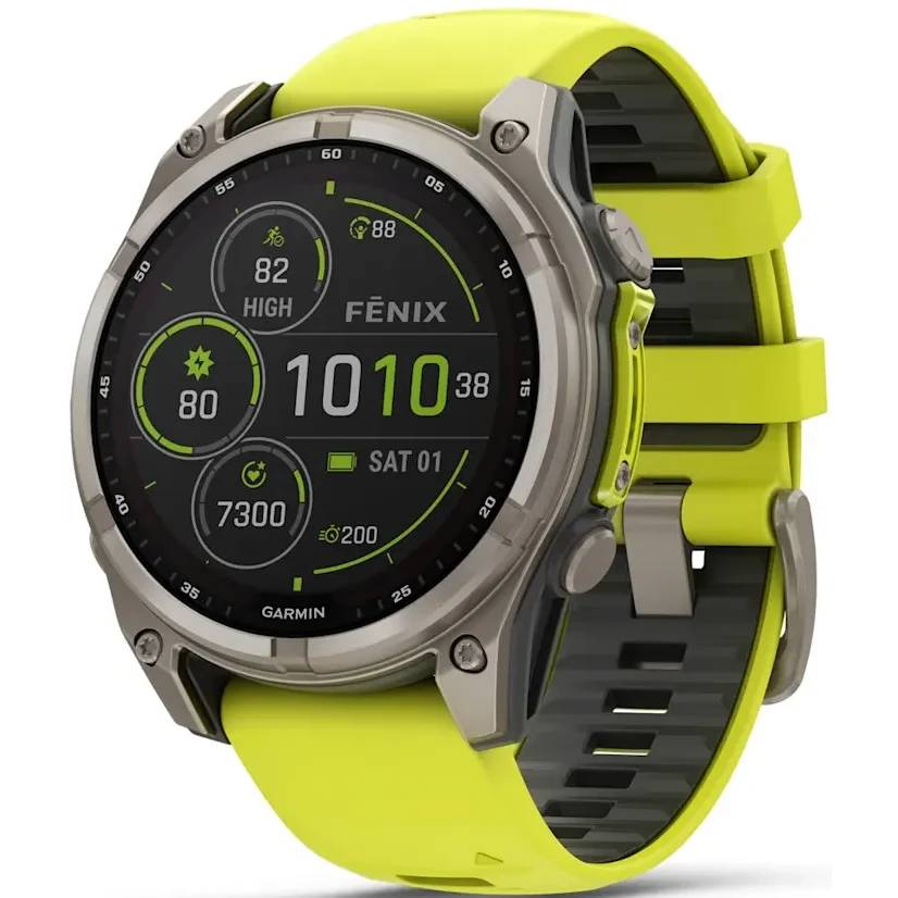 Умные часы Garmin Fenix 8 Solar, серебристый желтый (010-02906-21)
