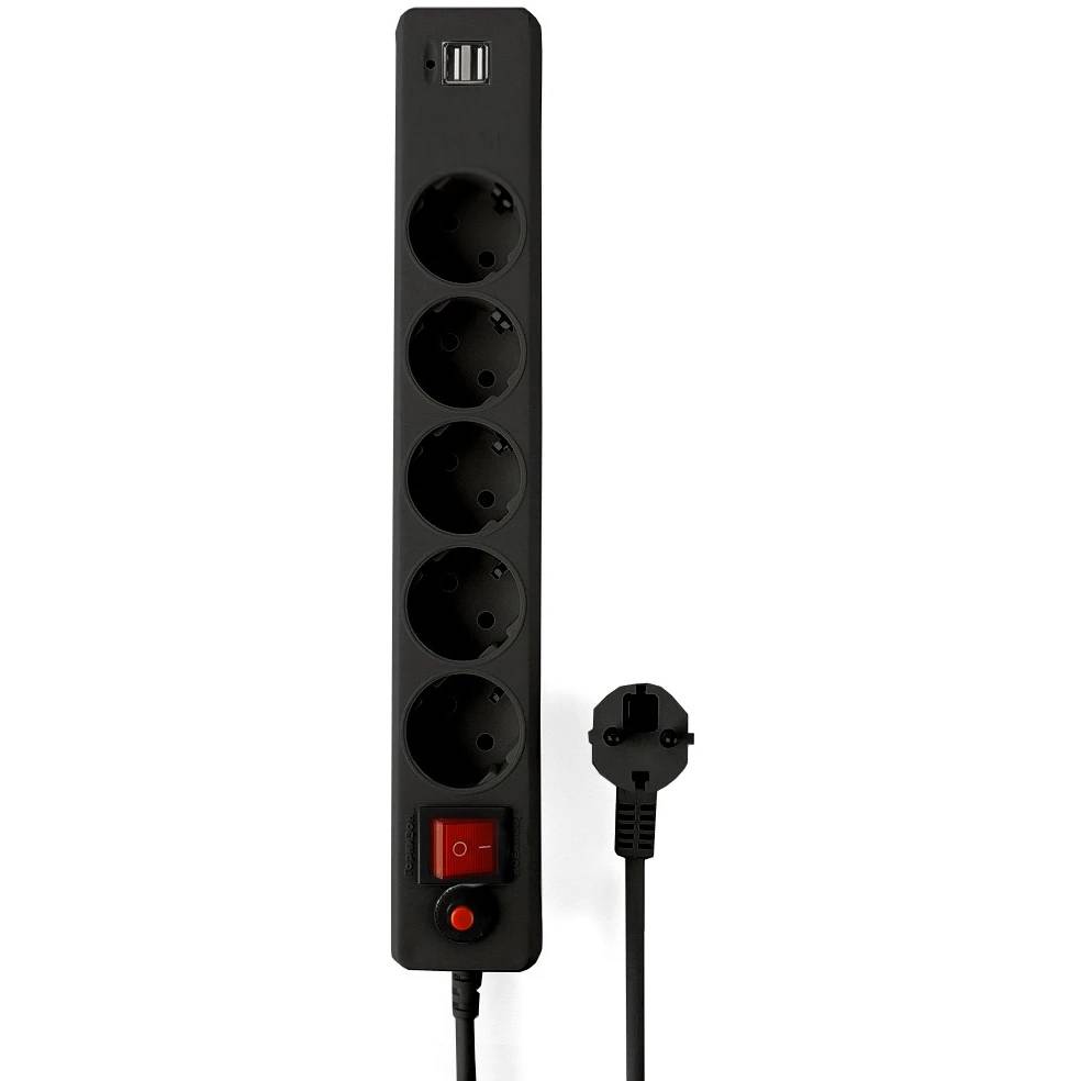 Сетевой фильтр 1.8м 5 розеток Гарнизон ECL-5-U2-B-1.8 черный