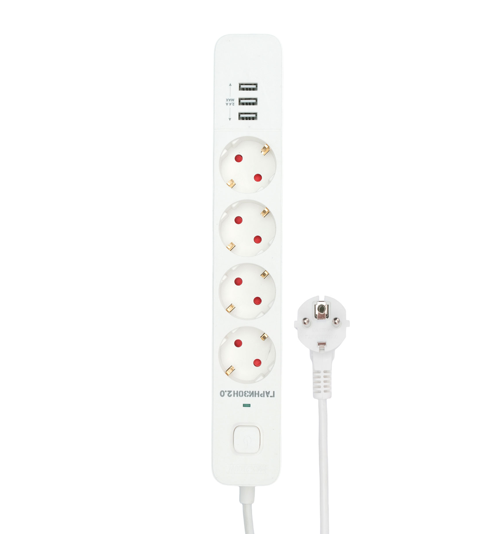 Сетевой фильтр 2м 4 розетки Гарнизон EPS-4-U3-W-2, 3xUSB-A белый