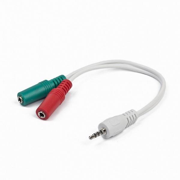 Кабель адаптер Jack3.5 4pin (M) - 2xJack3.5 (F) Gembird/Cablexpert CCA-417W, 0.2м, белый