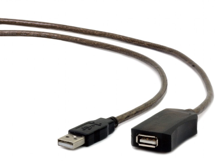 Кабель удлинитель USB2.0 (M) - USB2.0 (F), 5м, Gembird/Cablexpert UAE-01-5M, активный, черный