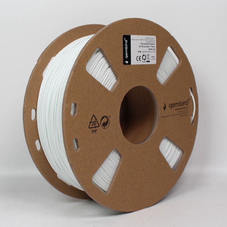 Филамент Gembird 3DP-PLA-FL-01-W, 1.75 мм, 1 кг, черный