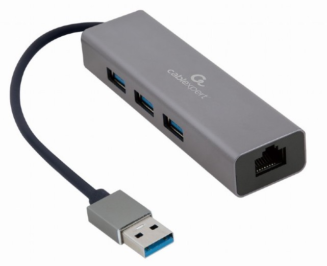 Сетевая карта Gembird/Cablexpert A-AMU3-LAN-01, 1Gbps, USB3.0 + Hub 3port