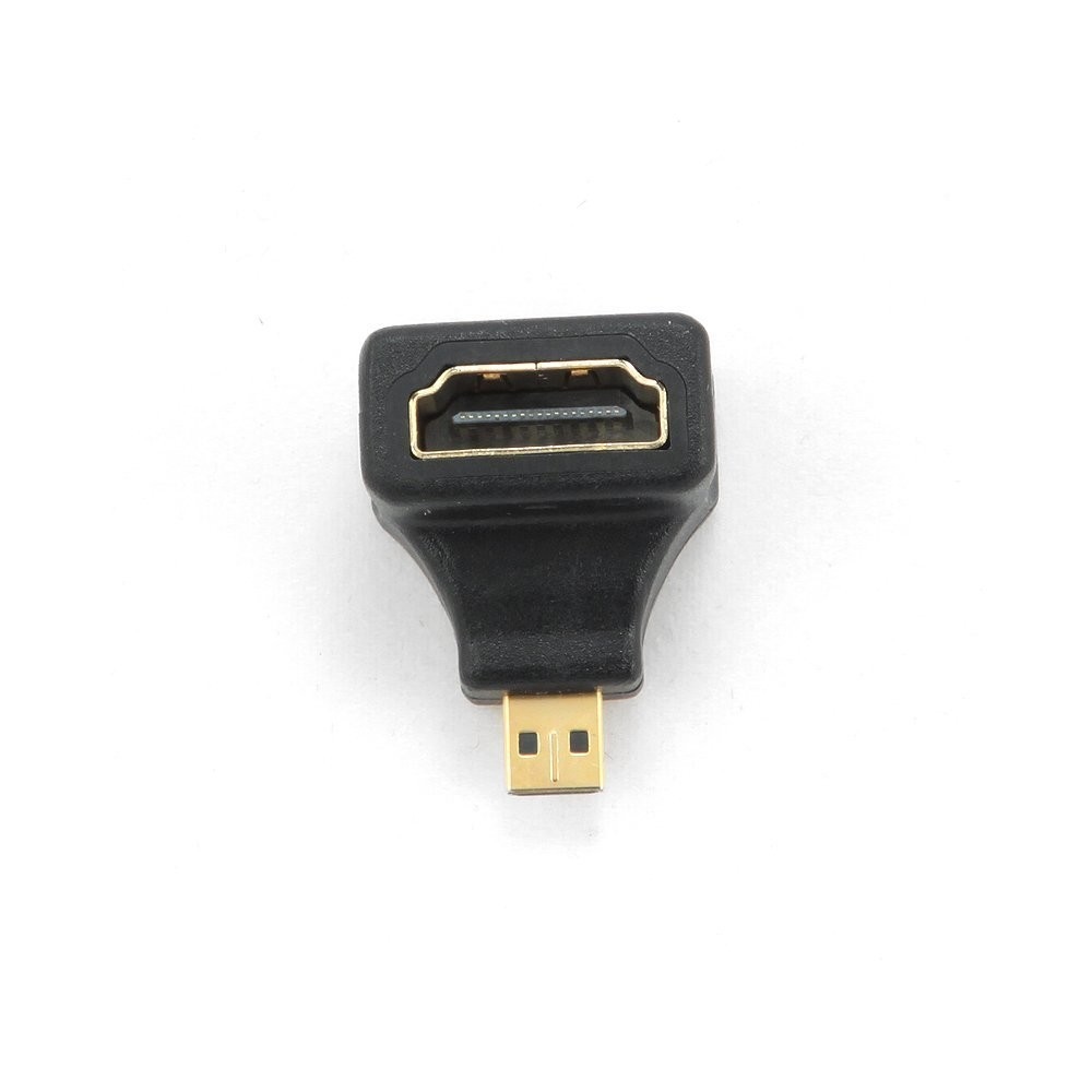Переходник microHDMI (M) - HDMI (F) Gembird/Cablexpert A-HDMI-FDML, черный, угловой