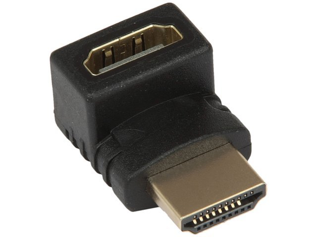 Переходник HDMI (M) - HDMI (F) Gembird/Cablexpert A-HDMI270-FML, черный, угловой соединитель 270 градусов