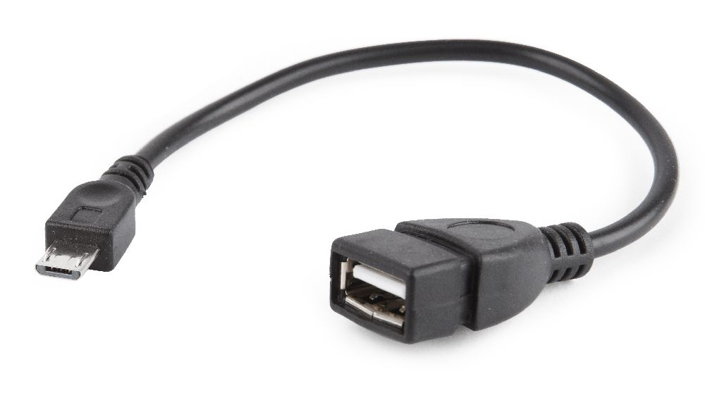 Кабель miniUSB2.0 (M) - USB2.0 (F), OTG, 0.15м, Gembird/Cablexpert A-OTG-AFBM-03, черный