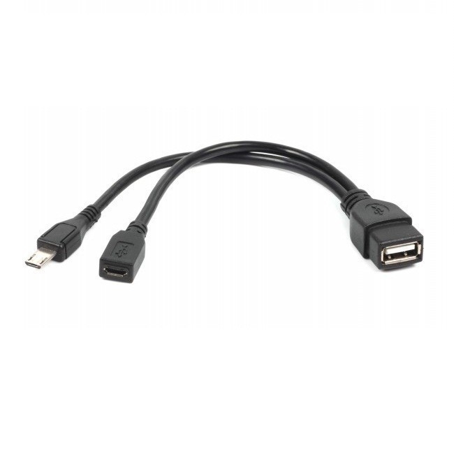 Кабель miniUSB2.0 (M) - USB2.0 (F), OTG, 0.15м, Gembird/Cablexpert A-OTG-AFBM-04, черный