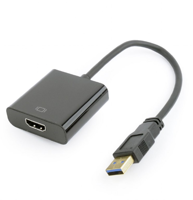 Кабель адаптер USB3.0 (M) - HDMI (F) Gembird/Cablexpert A-USB3-HDMI-02, черный