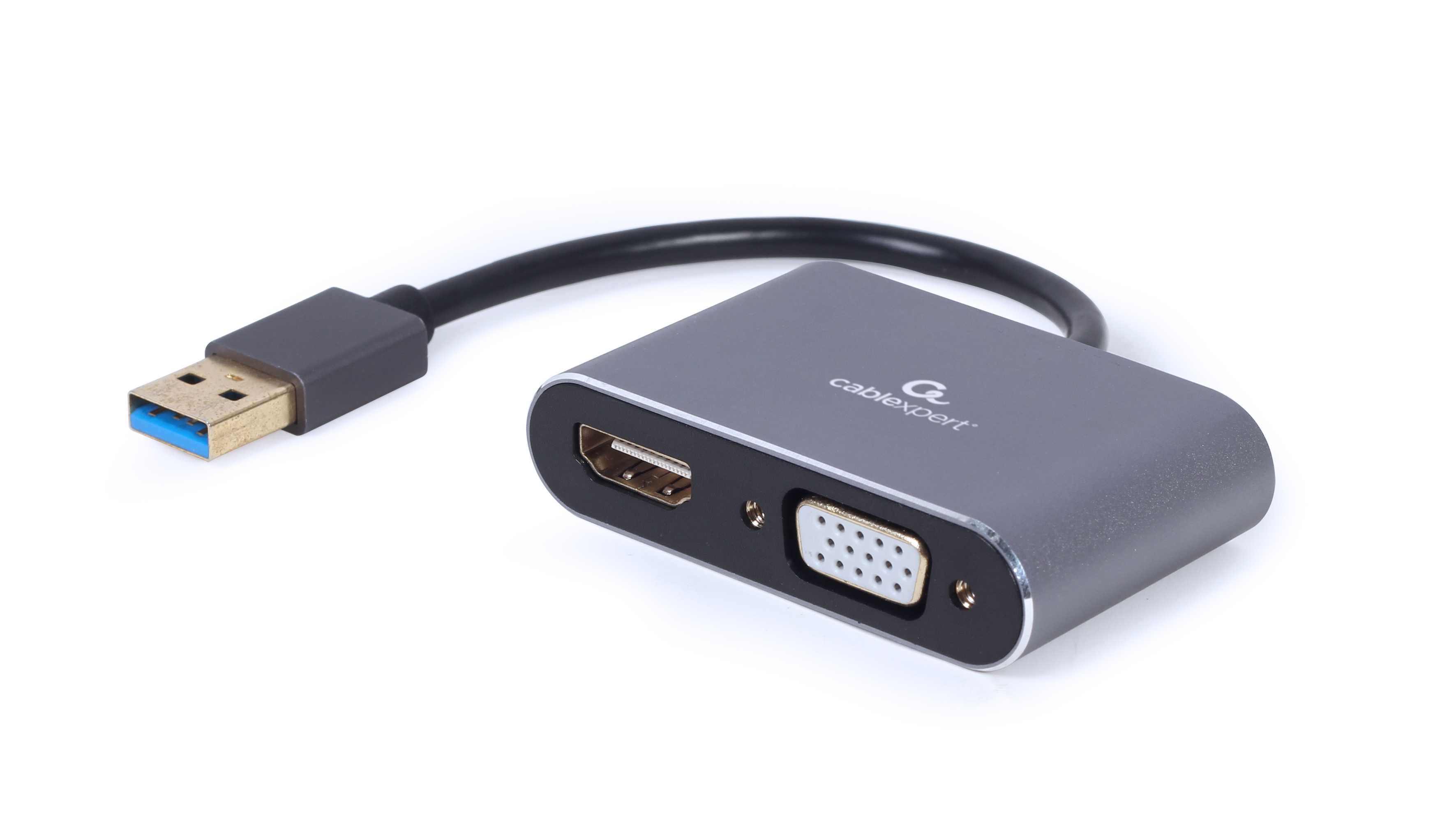 Кабель адаптер USB3.0 (M) - HDMI + VGA (F) Gembird/Cablexpert A-USB3-HDMIVGA-01, черный