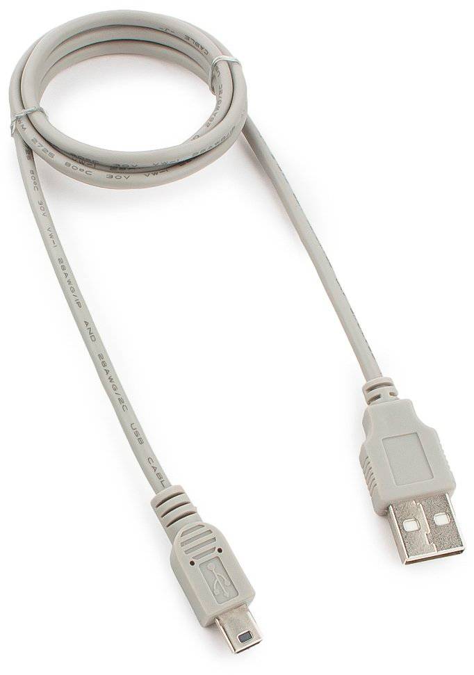 Кабель USB2.0 (M) - miniUSB2.0 (M), 0.9м, Gembird/Cablexpert CC-USB2-AM5P-3-N, белый
