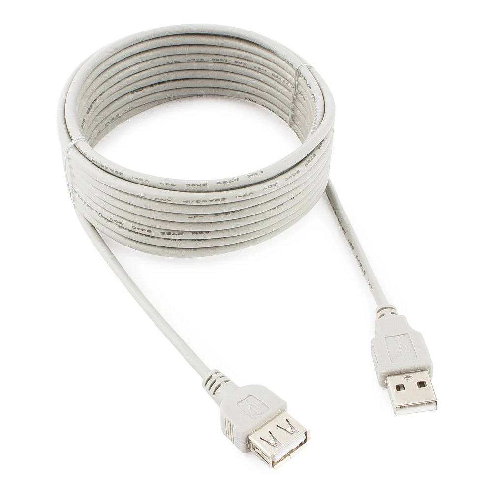 Кабель удлинитель USB2.0 (M) - USB2.0 (F), 4.5м, Gembird/Cablexpert CC-USB2-AMAF-15-N, серый