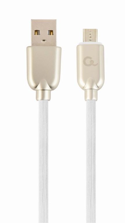 Кабель USB2.0 (M) - microUSB2.0 (M), 1м, Gembird/Cablexpert CC-USB2R-AMmBM-1M-W, белый/золотистый