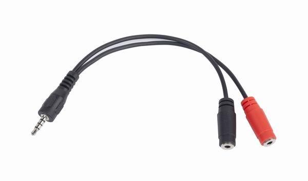 Кабель адаптер Jack3.5 4pin (M) - 2xJack3.5 (F) Gembird/Cablexpert CCA-417, 0.2м, черный