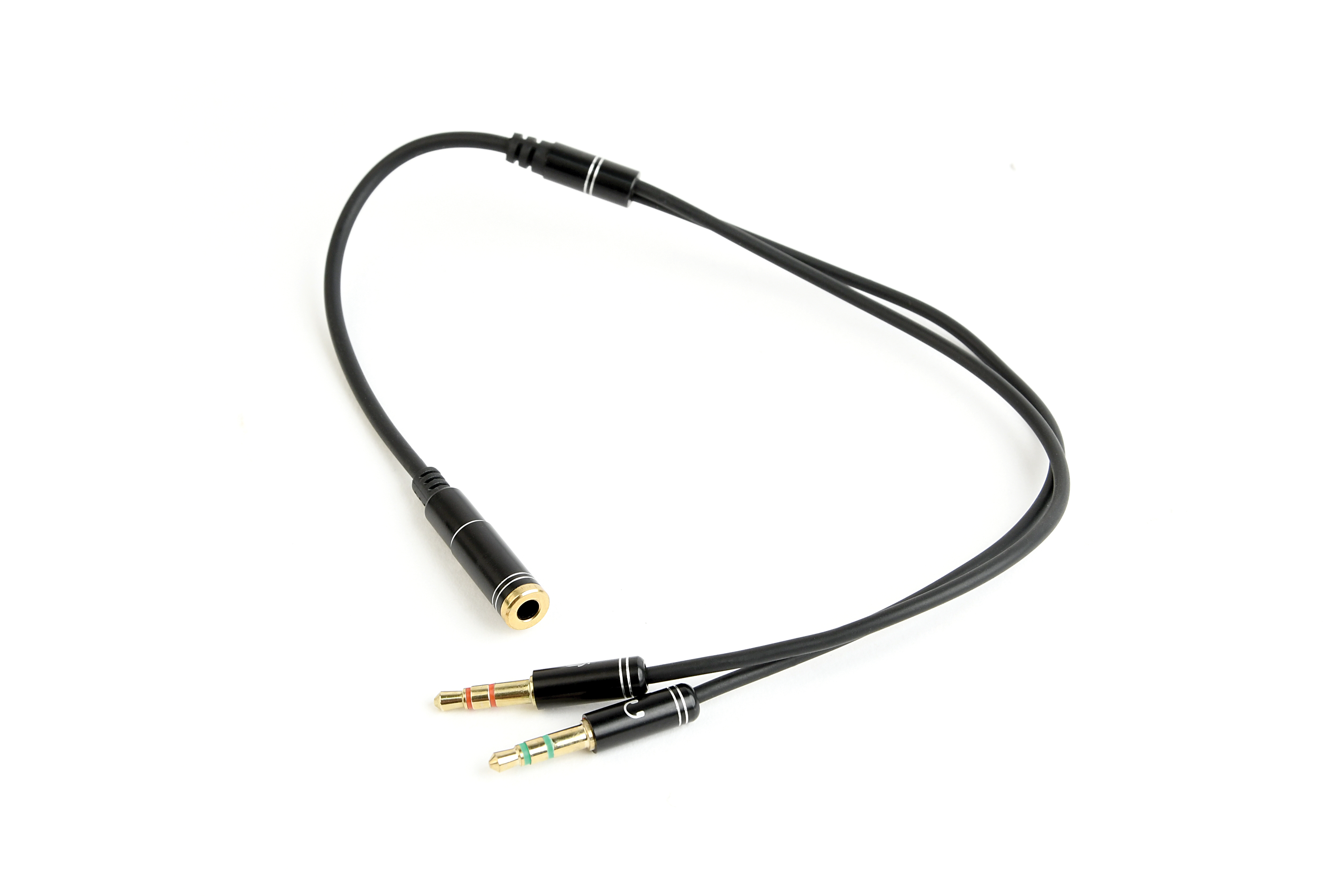 Кабель адаптер 2xJack3.5 (M) - Jack3.5 4pin (F) Gembird/Cablexpert CCA-418M, 0.2м, черный