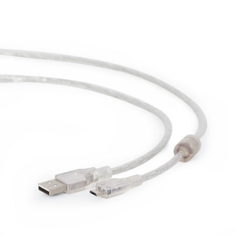 Кабель USB2.0 (M) - microUSB2.0 (M), 1.8м, Gembird/Cablexpert CCP-mUSB2-AMBM-6-TR, прозрачный