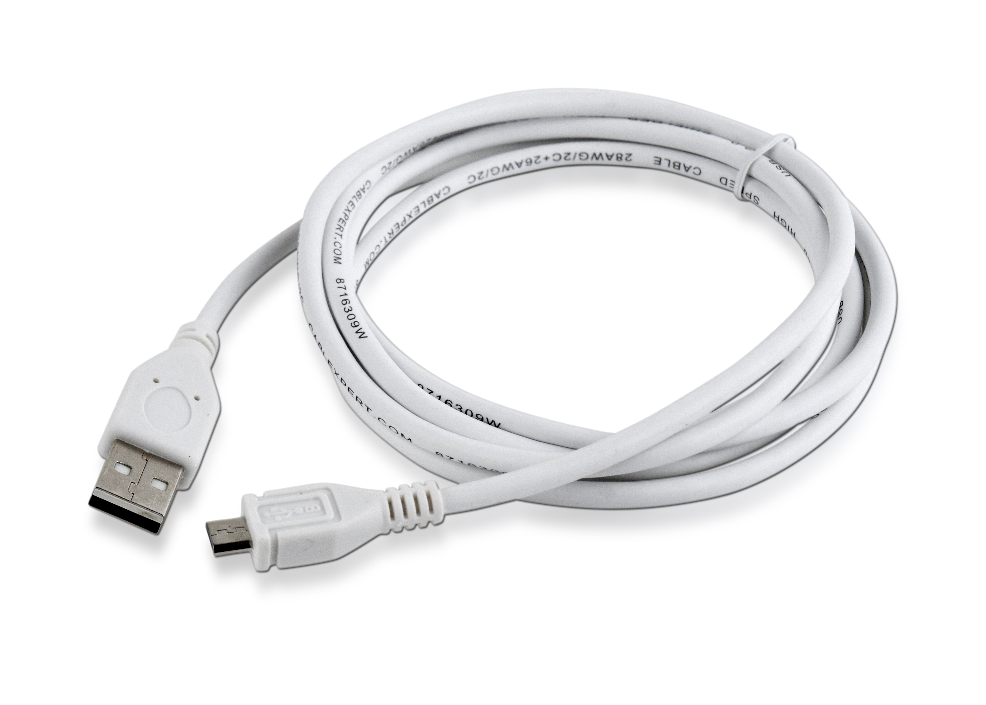 Кабель USB2.0 (M) - microUSB2.0 (M), 1.8м, Gembird/Cablexpert CCP-mUSB2-AMBM-6-W, белый