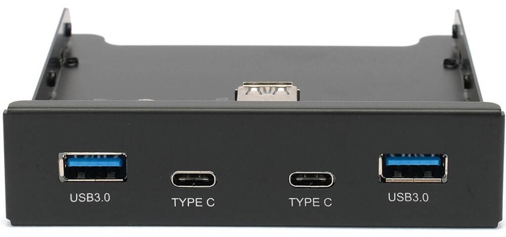 Планка USB на переднюю панель Gembird FP3.5-USB3-2A2C, 3.5", 2xUSB3.0, 2xUSB Type-C, черная
