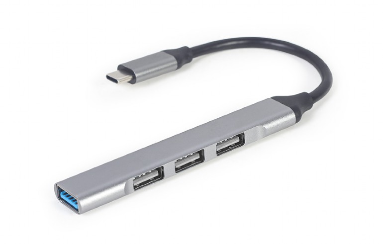 Разветвитель USB Type-С Gembird UHB-CM-U3P1U2P3-03, серый, 1xUSB3.0 + 3xUSB2.0