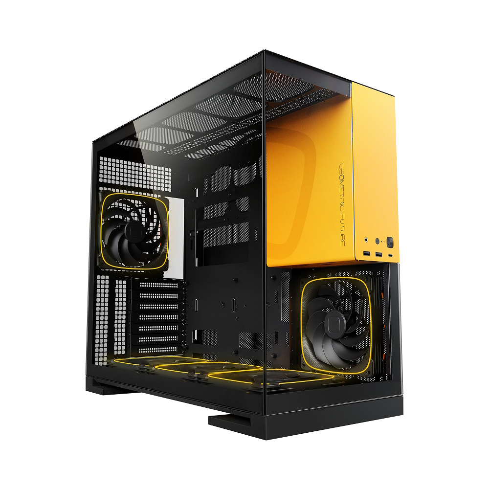 Корпус Geometric Future Model 5 Black Yellow with fans (1AM5WKBY01100) , 5x140mm ARGB fans, без БП, E-ATX
