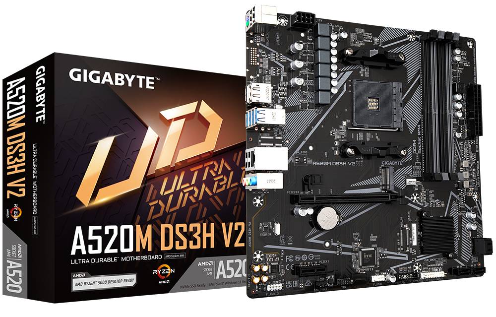 Материнская плата Gigabyte A520M DS3H V2, AM4, (HDMI), 4xDDR IV, mATX