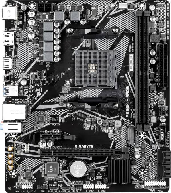 Материнская плата Gigabyte A520M H ARGB, AM4, (DP, HDMI), 2xDDR IV, mATX