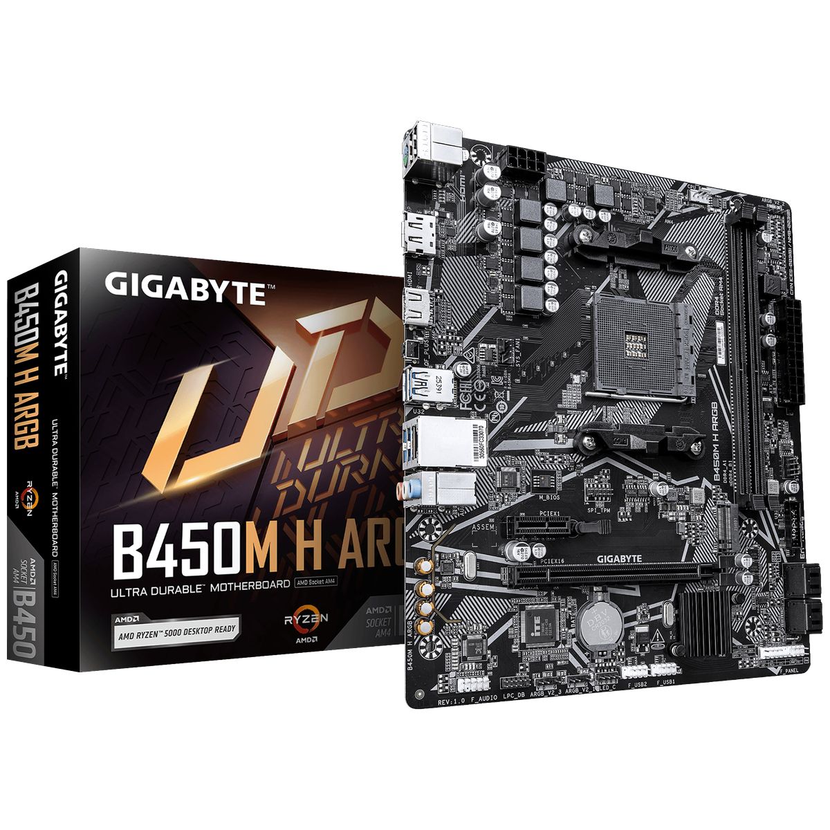 Материнская плата Gigabyte B450M H ARGB, AM4, (DP, HDMI), 2xDDR IV, mATX